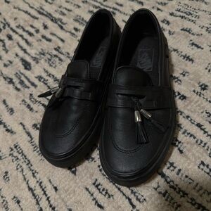 Vans Black Leather Tassel Loafer Shoes